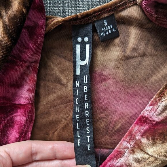 Rare Michelle Uberreste Crushed Velvet / Velour Long Sleeve Dress - Picture 5 of 9